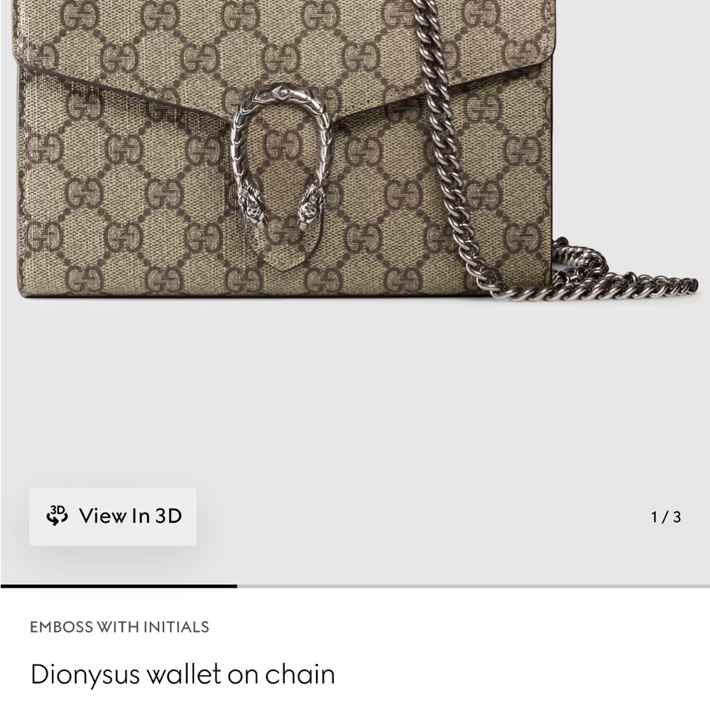 Gucci Beige and silver Dionysus Chain Wallet